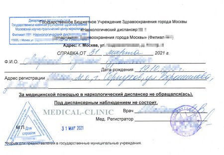 купить справку от нарколога и психиатра для работы в москве